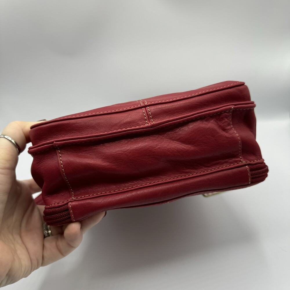 Vintage Fossil Y2K Red Leather Crossbody Bag Everyday Organizer NEW - Picture 6 of 10